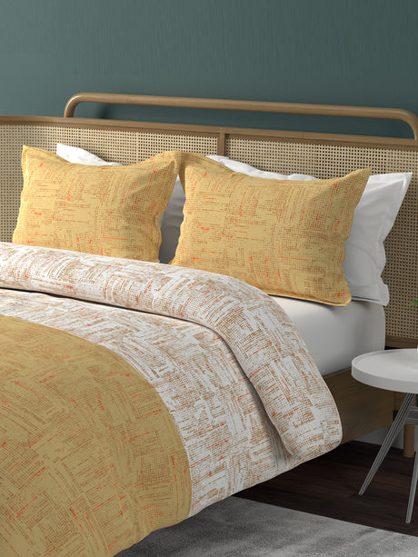 Urban Geos 220 TC TENCEL™ Yellow King Bedsheet with 2 Pillow Covers