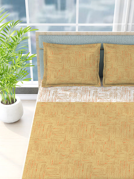Urban Geos 220 TC TENCEL™ Yellow King Bedsheet with 2 Pillow Covers
