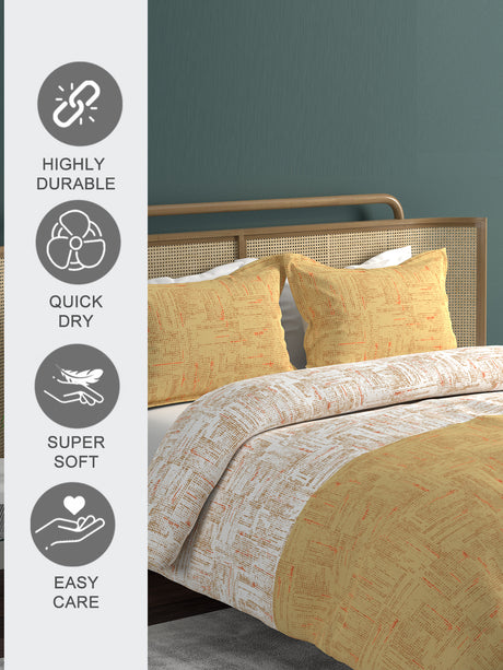 Urban Geos 220 TC TENCEL™ Yellow King Bedsheet with 2 Pillow Covers