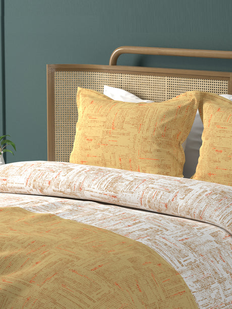 Urban Geos 220 TC TENCEL™ Yellow King Bedsheet with 2 Pillow Covers