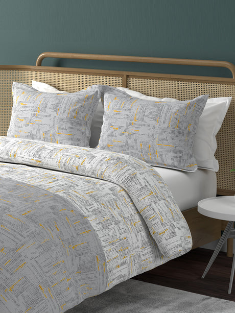 Urban Geos 220 TC TENCEL™ Grey King Bedsheet with 2 Pillow Covers