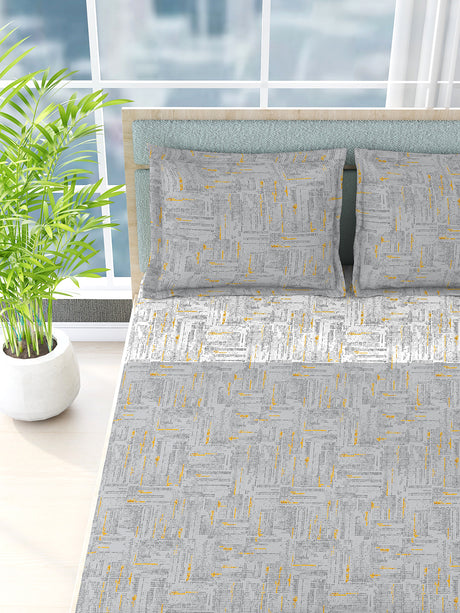 Urban Geos 220 TC TENCEL™ Grey King Bedsheet with 2 Pillow Covers