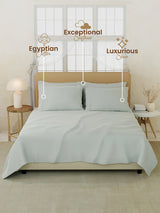 Infinity Premium Quality 100% Egyptian Cotton 1000 TC Silver King Bedsheet with 4 Pillow Covers (Pearl Stitched)