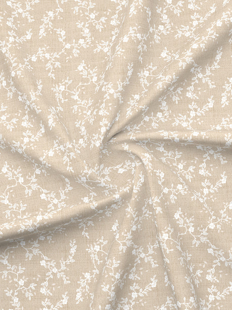Zen Living 500 TC TENCEL™ King Size Bedsheet with 4 Pillow Covers (Double Marrow Stitch) - Beige & White Floral Print