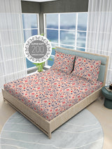 Siesta 100% Cotton 200 TC Pink Floral Print King Bedsheet with 2 Pillow Covers