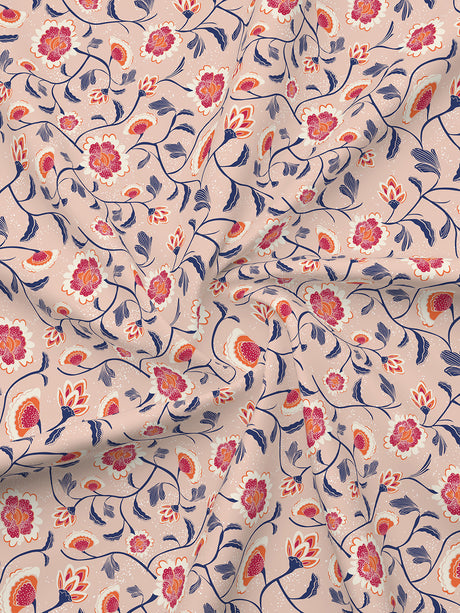 Siesta 100% Cotton 200 TC Pink Floral Print King Bedsheet with 2 Pillow Covers