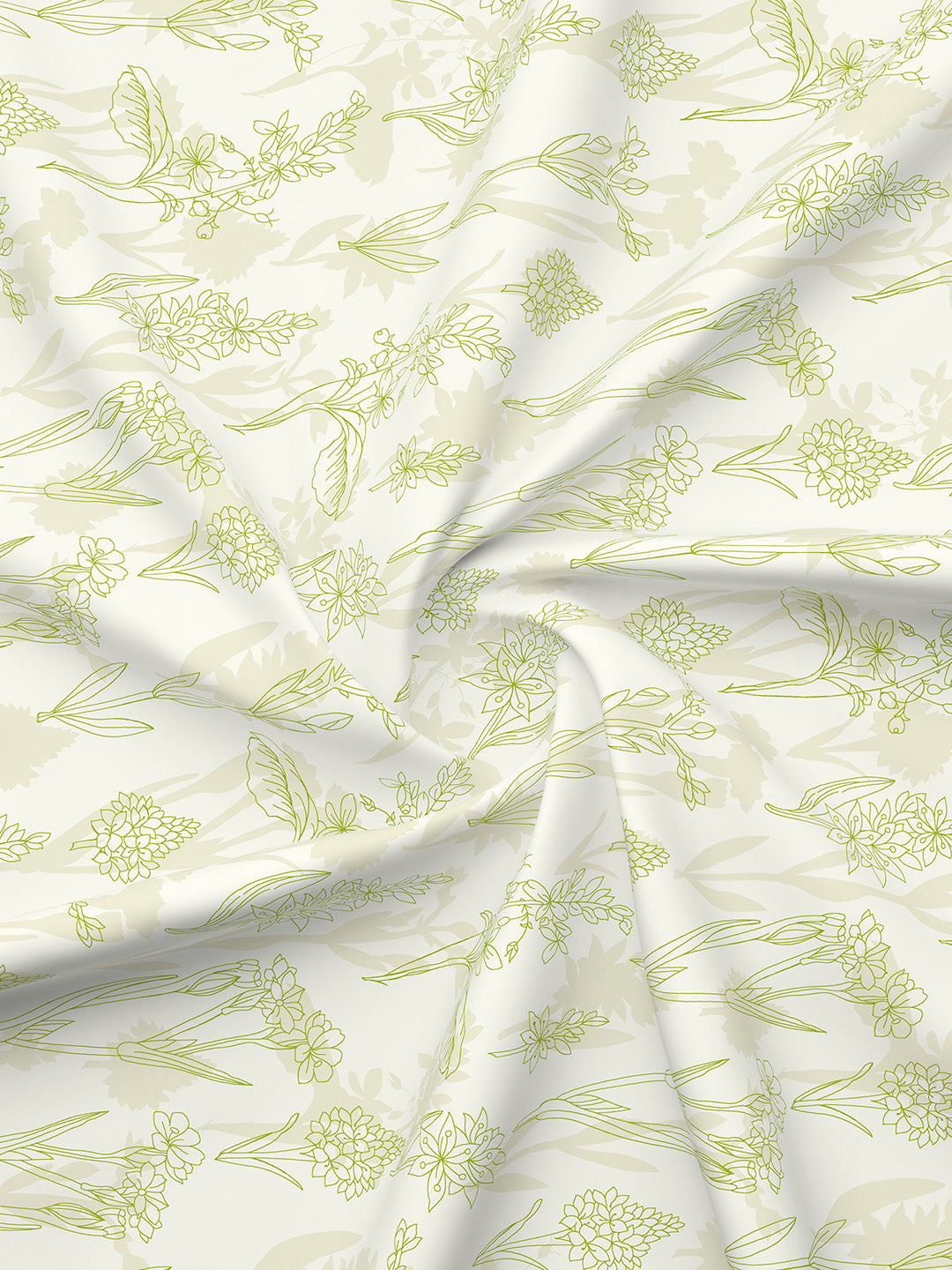 Nature Bouquet 100% Cotton 300 TC White Floral Print Scented King Bedsheet with 2 Pillow Covers (Green Apple Fragrance)