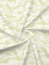 Nature Bouquet 100% Cotton 300 TC White Floral Print Scented King Bedsheet with 2 Pillow Covers (Green Apple Fragrance)
