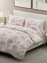 Nature Bouquet 100% Cotton 300 TC Floral Print Scented King Bedsheet with 2 Pillow Covers (Rose Fragrance)