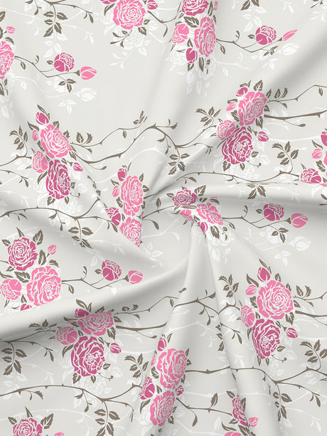 Nature Bouquet 100% Cotton 300 TC Floral Print Scented King Bedsheet with 2 Pillow Covers (Rose Fragrance)