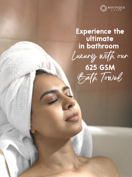 Platinum Pulse 100% Cotton 625 GSM Bath Towel - White (Pack of 1)