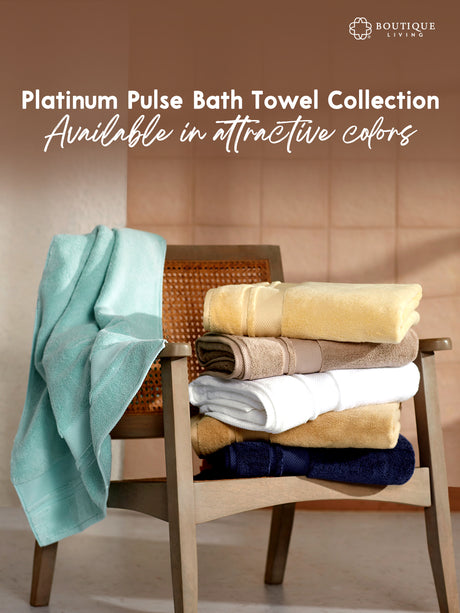 Platinum Pulse 100% Cotton 625 GSM Bath Towel - White (Pack of 1)