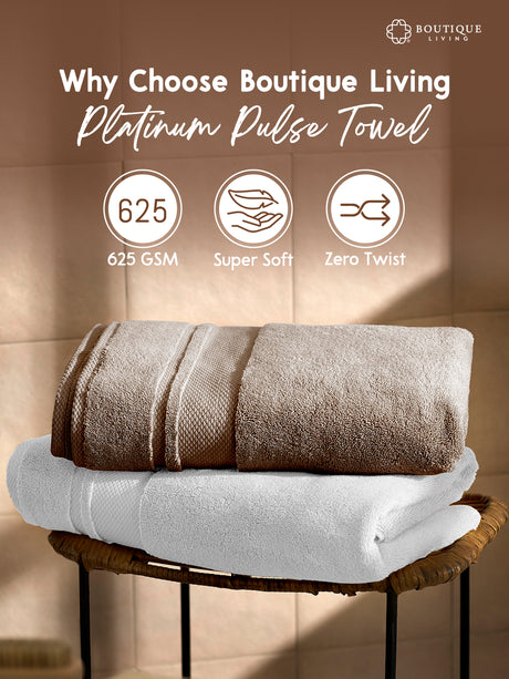 Platinum Pulse 100% Cotton 625 GSM Bath Towel - Grey Mushroom (Pack of 1)