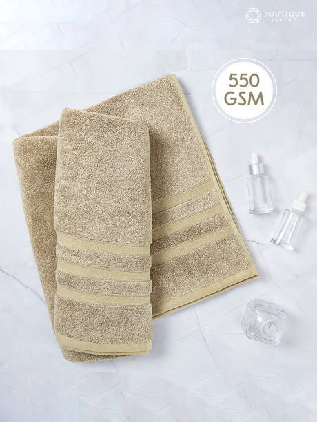 Zen Living Cotton Bamboo 550 GSM Bath Towel - Safari (Beige) (Pack of 1)