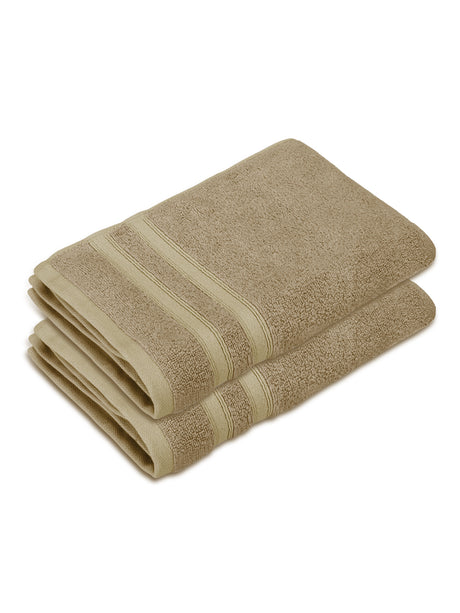 Zen Living Cotton Bamboo 550 GSM Beige Hand Towels (Pack of 2) - Zero Twisted Technology