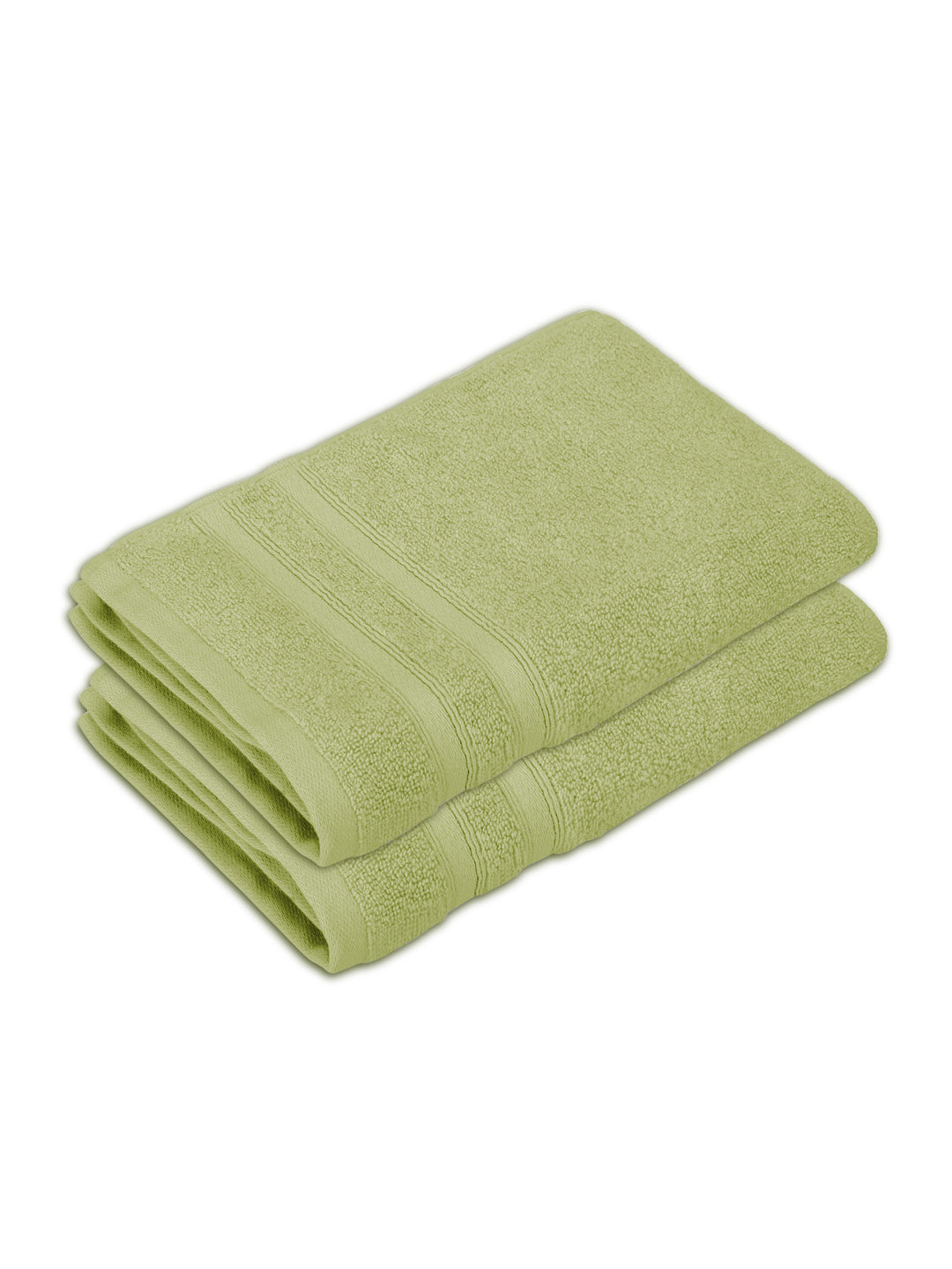 Zen Living Cotton Bamboo 550 GSM Green Hand Towels (Pack of 2) - Zero Twisted Technology