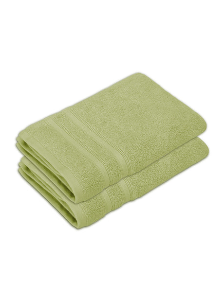 Zen Living Cotton Bamboo 550 GSM Green Hand Towels (Pack of 2) - Zero Twisted Technology