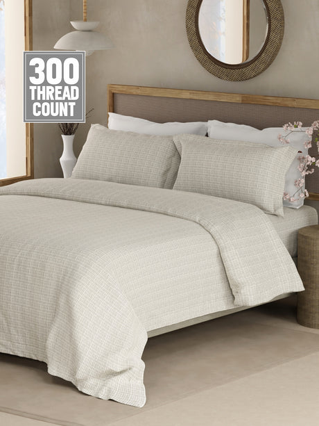 Cottage Garden 100% Cotton 300 TC King Bedsheet with 2 Pillow Covers - Grey Printed