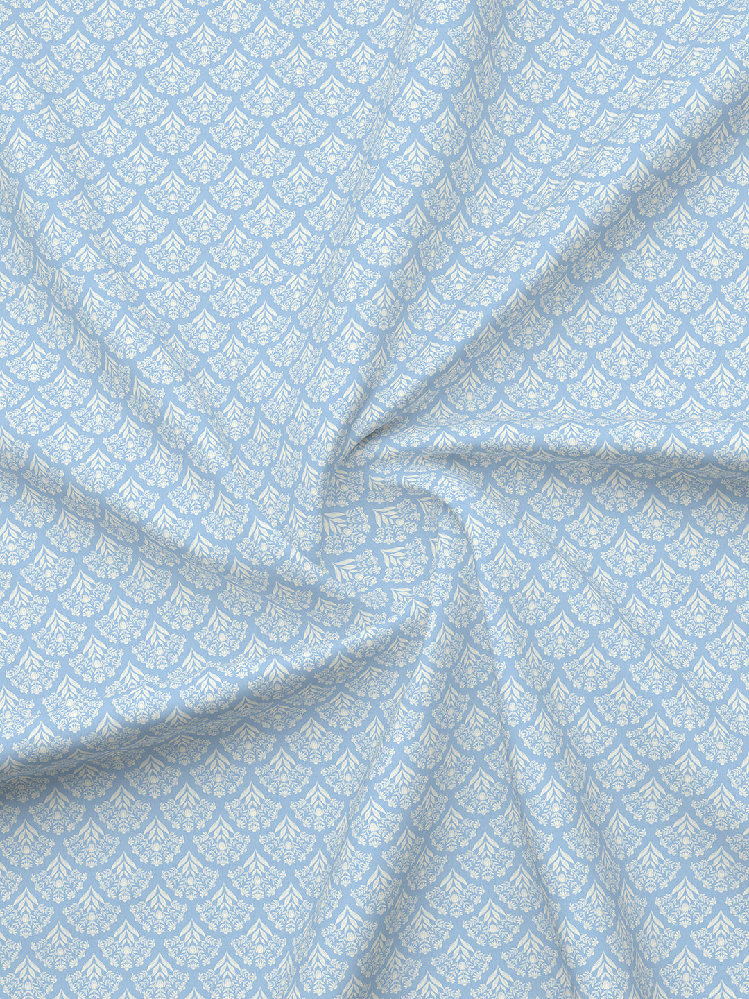 Cottage Garden 100% Cotton 300 TC King Bedsheet with 2 Pillow Covers - Blue & White Floral