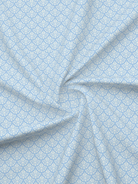 Cottage Garden 100% Cotton 300 TC King Bedsheet with 2 Pillow Covers - Blue & White Floral