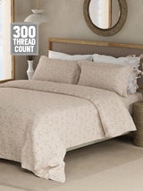 Cottage Garden 100% Cotton 300 TC King Bedsheet with 2 Pillow Covers - Purple Floral