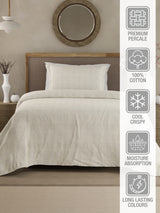 Cottage Garden 100% Cotton 300 TC Single Bedsheet with 1 Pillow Cover - White Geometrical Print