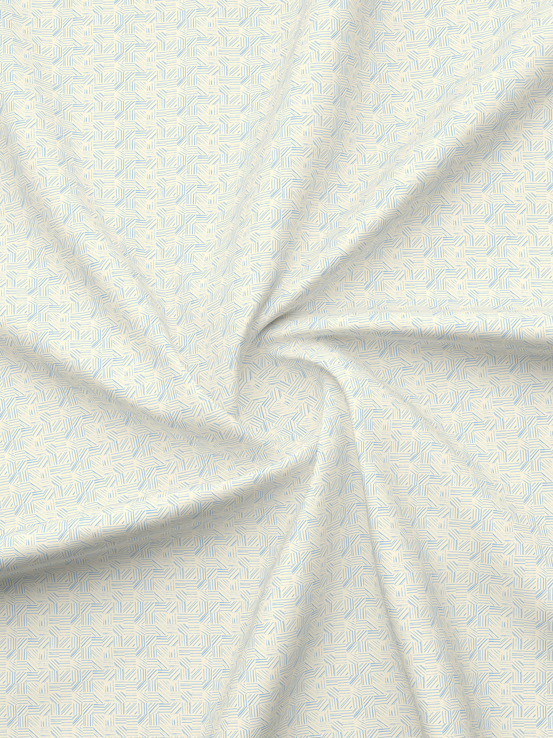 Cottage Garden 100% Cotton 300 TC Single Bedsheet with 1 Pillow Cover - Blue & White Geometrical Print