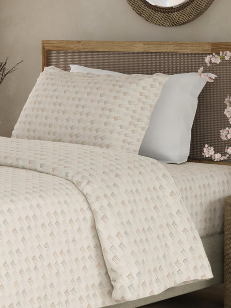 Cottage Garden 100% Cotton 300 TC Single Bedsheet with 1 Pillow Cover - Multicolor Geometrical Print