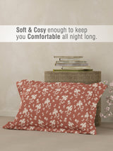 Cottage Garden 100% Cotton 300 TC Single Bedsheet with 1 Pillow Cover - Brown & White Floral