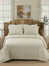 Gardenia Augusta 100% Cotton 300 TC Beige Digitally Printed Super King Bedsheet with 2 Pillow Covers