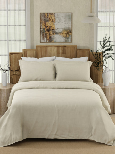 Gardenia Augusta 100% Cotton 300 TC Beige Digitally Printed Super King Bedsheet with 2 Pillow Covers