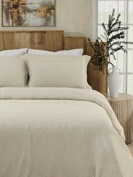 Gardenia Augusta 100% Cotton 300 TC Beige Digitally Printed Super King Bedsheet with 2 Pillow Covers
