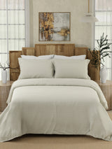 Gardenia Augusta 100% Cotton 300 TC Grey & White Digitally Printed Super King Bedsheet with 2 Pillow Covers