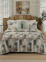 Gardenia Augusta 100% Cotton 300 TC Grey Digitally Printed King Bedsheet with 2 Pillow Covers