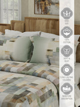 Gardenia Augusta 100% Cotton 300 TC Grey Digitally Printed King Bedsheet with 2 Pillow Covers