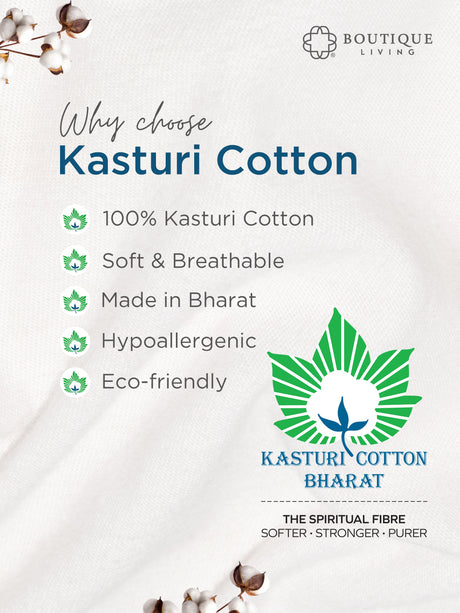 Indo Musk 100% Kasturi Cotton 200 TC Beige & Yellow Floral King Bedsheet with 2 Pillow Covers