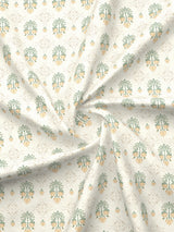 Indo Musk 100% Kasturi Cotton 200 TC Beige & Yellow Floral King Bedsheet with 2 Pillow Covers