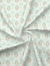 Indo Musk 100% Kasturi Cotton 200 TC Grey & Pink Floral King Bedsheet with 2 Pillow Covers