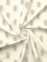 Indo Musk 100% Kasturi Cotton 200 TC Cream Floral King Bedsheet with 2 Pillow Covers