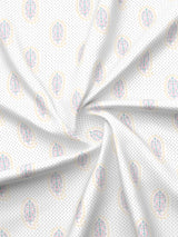 Indo Musk 100% Kasturi Cotton 200 TC White & Grey Floral King Bedsheet with 2 Pillow Covers