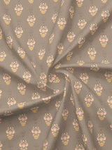 Indo Musk 100% Kasturi Cotton 200 TC Brown Floral King Bedsheet with 2 Pillow Covers