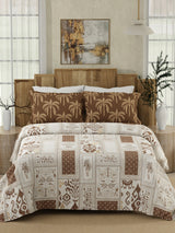 Gardenia Augusta 100% Cotton 300 TC Brown & White Digitally Printed King Bedsheet with 2 Pillow Covers