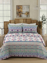 Gardenia Augusta 100% Cotton 300 TC Blue Digitally Printed King Bedsheet with 2 Pillow Covers