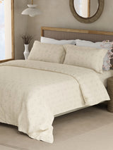 Cottage Garden 100% Organic Cotton 300 TC King Bedsheet with 2 Pillow Covers - Cream & Blue Floral