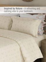 Cottage Garden 100% Organic Cotton 300 TC King Bedsheet with 2 Pillow Covers - Cream & Blue Floral