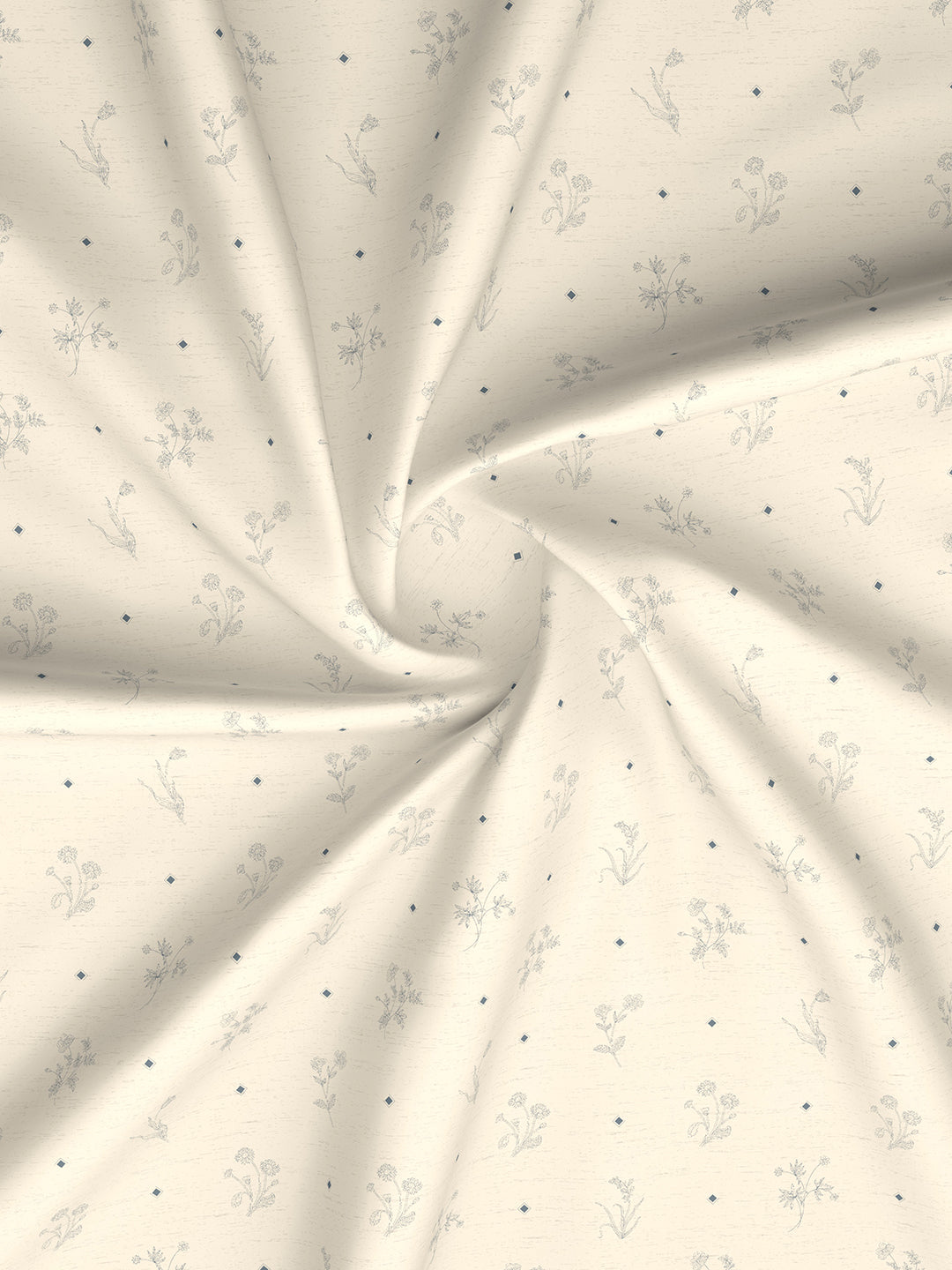 Cottage Garden 100% Organic Cotton 300 TC King Bedsheet with 2 Pillow Covers - Cream & Blue Floral