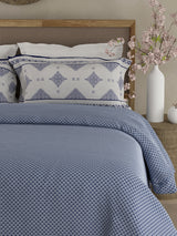 Heritage Walk 100% Egyptian Cotton 200 TC Blue Ethnic Print King Bedsheet with 2 Pillow Covers