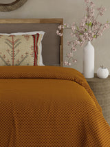 Heritage Walk 100% Egyptian Cotton 200 TC Yellow Ethnic Print Single Bedsheet with 1 Pillow Cover