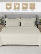 Platinum Pulse 100% Cotton 800 TC Cream Digitally Printed King Bedsheet with 4 Pillow Covers