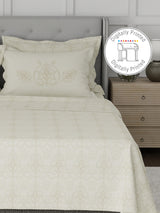 Platinum Pulse 100% Cotton 800 TC Cream Digitally Printed King Bedsheet with 4 Pillow Covers